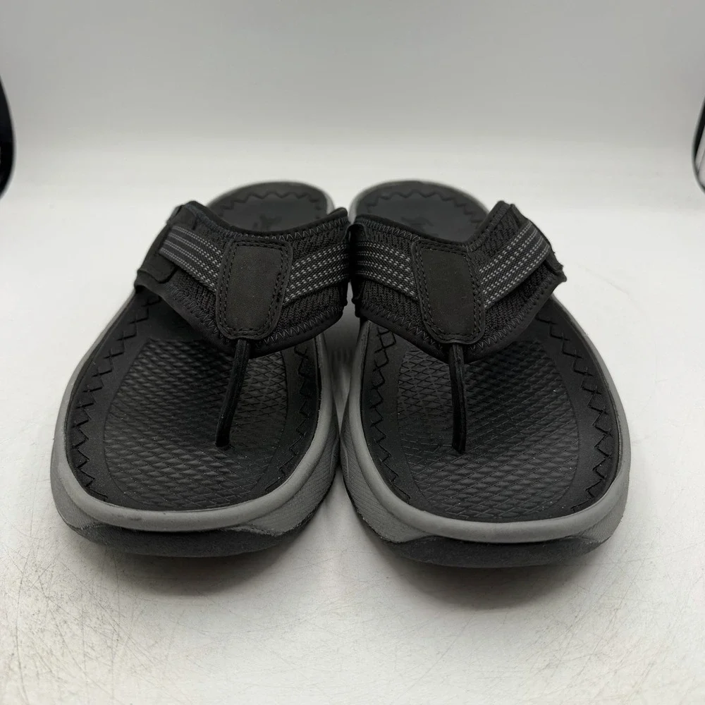 Florsheim Tread Lite Thong Sandals Mens Sz 13 M Black Grey Flip Flops 14363-001